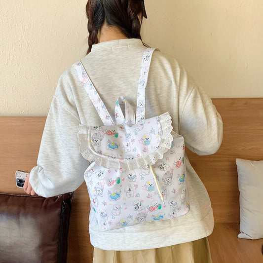 Cute Ruffle Polka Dot Pink Backpack