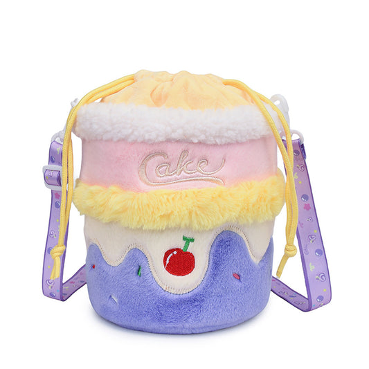 Kawaii Cute Cake Soft Plush Drawstring Bag