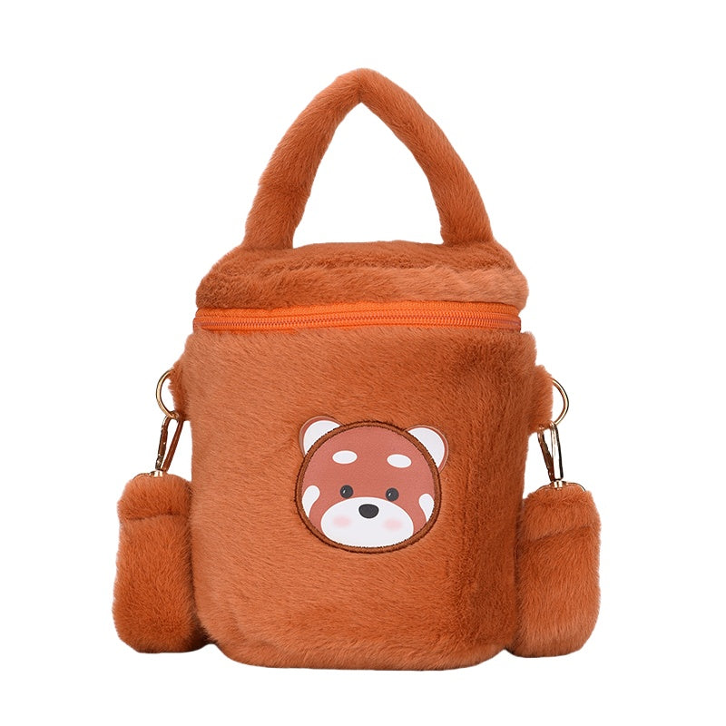 Cute Fluffy Girls Tote Bucket Bag Fur Crossbody