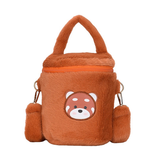 Cute Fluffy Girls Tote Bucket Bag Fur Crossbody