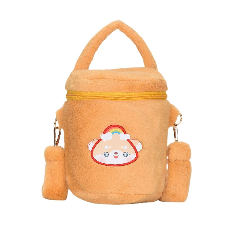 Cute Fluffy Girls Tote Bucket Bag Fur Crossbody