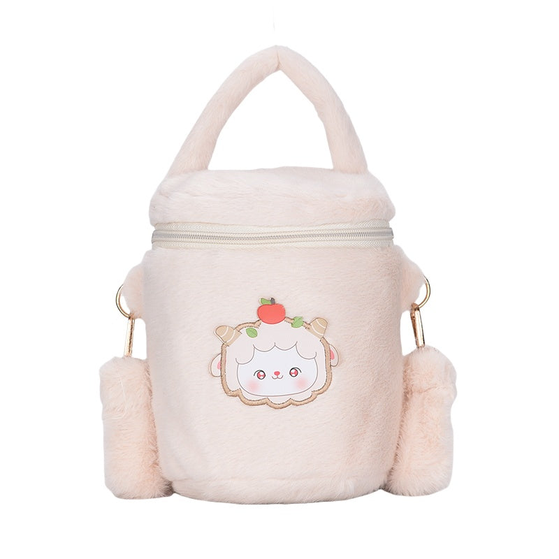 Cute Fluffy Girls Tote Bucket Bag Fur Crossbody