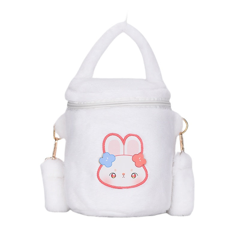 Cute Fluffy Girls Tote Bucket Bag Fur Crossbody