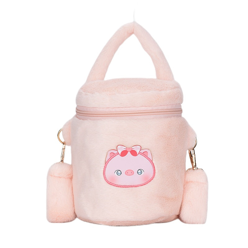 Cute Fluffy Girls Tote Bucket Bag Fur Crossbody