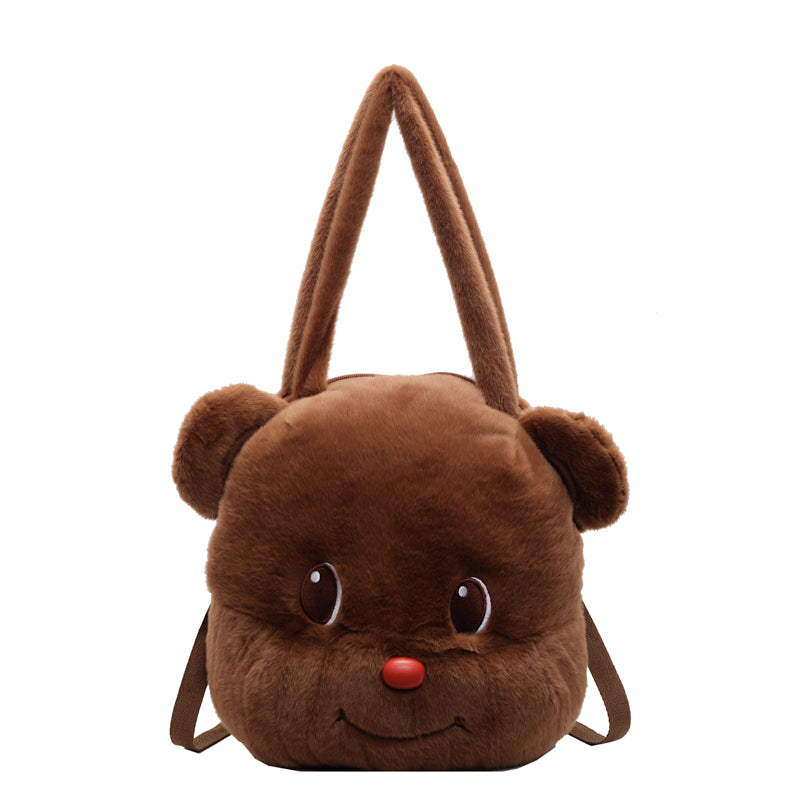 Cute Cartoon 3D Bear Soft Plush Tote Bag