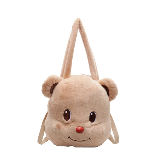 Cute Cartoon 3D Bear Soft Plush Tote Bag