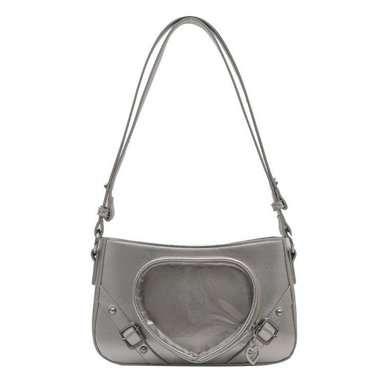 Heart Shape Clear Vinyl Window Cute Lolita Pin Ita Bags