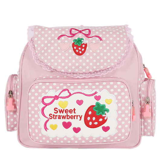Cute Embroidered Strawberry Student Backpack Schoolbag